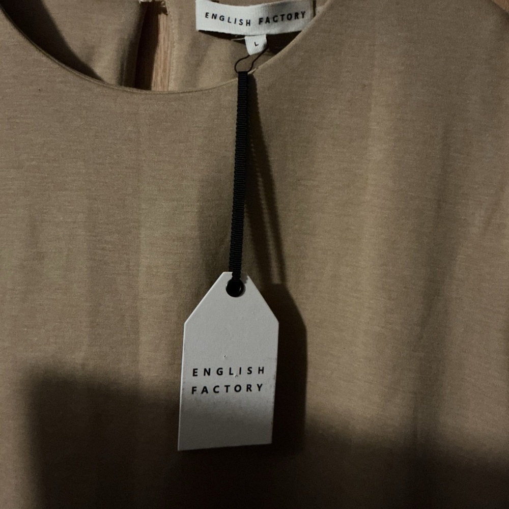 NWT English Factory Tan Short-Sleeve Ruffle-Hem Dress - Picture 6 of 9